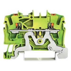 <div class="api-description">The 2202-1207 from Wago is a ground / earth 2 Conductor 35mm through terminal block with push in cage clamp and push button.  The new designed replaces the conventional 35mm screw terminal blocks making installation quick and easy.</div><br><div class="product-description">TERMINAL BLOCK