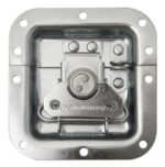 <div class="api-description">This medium butterfly latch is a professional hardware solution designed for use on flight cases and transport containers. It features a recessed design within a 13mm deep dish to maintain a low profile and prevent damage during transit. The latch is finished in PennBrite zinc for enhanced durability and a clean appearance. For added security
