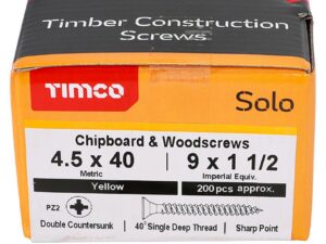 <div class="api-description">A single thread woodscrew mainly used in various types of timber and man-made boards or into masonry with the use of a plastic plug.</div><br><div class="product-description">WOODSCREW PZ2 CSK ZYP - 4.5X40MM (PK200)</div><br><div class="product-features">Driver Bit Size: PZ2</div>