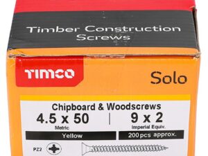 <div class="api-description">A single thread woodscrew mainly used in various types of timber and man-made boards or into masonry with the use of a plastic plug.</div><br><div class="product-description">WOODSCREW PZ2 CSK ZYP - 4.5X50MM (PK200)</div><br><div class="product-features">Driver Bit Size: PZ2</div>