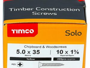 <div class="api-description">A single thread woodscrew mainly used in various types of timber and man-made boards or into masonry with the use of a plastic plug.</div><br><div class="product-description">WOODSCREW PZ2 CSK ZYP - 5.0X35MM (PK200)</div><br><div class="product-features">Driver Bit Size: PZ2</div>