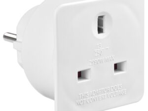 <div class="api-description">Plug in your devices whilst travelling in Europe.</div><br><div class="product-description">UK TO EURO TRAVEL ADAPTOR</div><br><div class="product-features">Small and compact